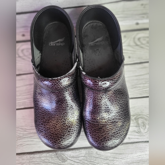 Dansko Leather Clogs Gold And Black Sz 41 - Picture 2 of 5